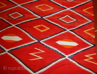 Handmade antique collectible Native American Navajo blanket 4.7' x 7.7' (143cm x 234cm) 1870s - 1B557                 