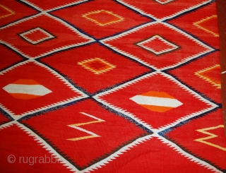 Handmade antique collectible Native American Navajo blanket 4.7' x 7.7' (143cm x 234cm) 1870s - 1B557                 