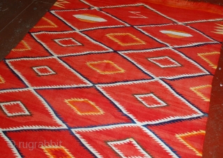 Handmade antique collectible Native American Navajo blanket 4.7' x 7.7' (143cm x 234cm) 1870s - 1B557                 