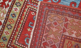 Handmade antique Caucasian Kazak rug 4' x 6.9' (122cm x 210cm) 1890s - 1B561                   