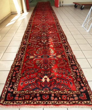 Handmade antique Persian Lilihan runner 2.7' x 23.3' ( 84cm x 712cm) 1910s - 1C452                  