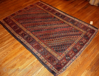 #1B97  Handmade antique Persian Kurdish rug 5.1' x 7.3' ( 155cm x 222cm ) 1900.C
                 