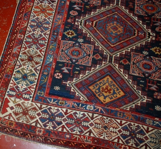 Handmade antique Caucasian Shirvan rug 4.8' x 7.10' (146cm x 242cm) 1880s - 1B563                   