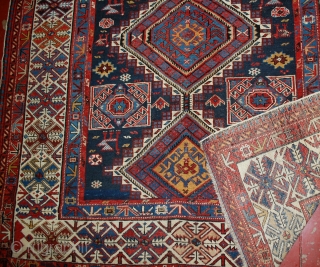 Handmade antique Caucasian Shirvan rug 4.8' x 7.10' (146cm x 242cm) 1880s - 1B563                   