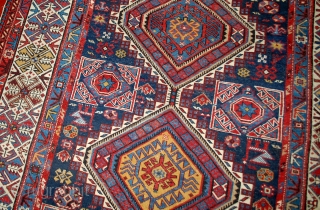 Handmade antique Caucasian Shirvan rug 4.8' x 7.10' (146cm x 242cm) 1880s - 1B563                   