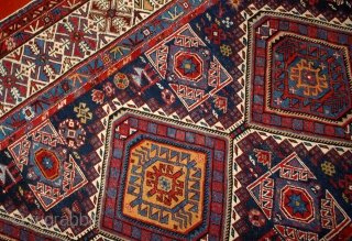 Handmade antique Caucasian Shirvan rug 4.8' x 7.10' (146cm x 242cm) 1880s - 1B563                   