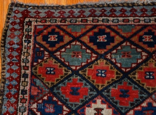 Handmade antique collectible Persian Jaf Kurdish bag face 1.4' x 1.6' (43cm x 49cm) 1880s - 1B565                