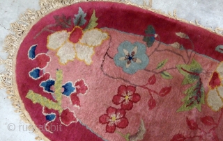 Handmade antique Art Deco Chinese rug 2' x 4.1' ( 61cm x 125cm ) 1930s - 1B567                