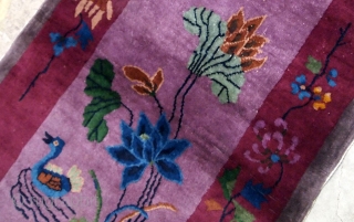 Handmade antique Art Deco Chinese rug 2.7' x 4.4' ( 82cm x 134cm) 1920s - 1B568                 