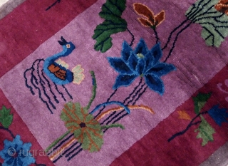 Handmade antique Art Deco Chinese rug 2.7' x 4.4' ( 82cm x 134cm) 1920s - 1B568                 