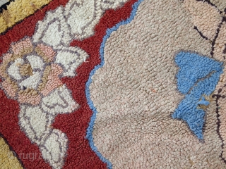 Handmade antique American hooked rug 1.8' x 2.8' (55cm x 87cm) 1930s - 1C458                   