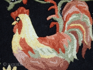 Handmade vintage American hooked rug 1.6' x 2.6' (50cm x 80cm) 1960s - 1C462                   