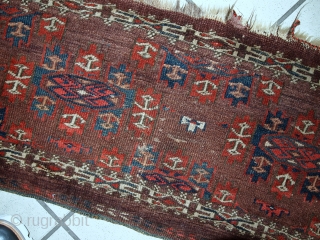 #1C09  Hand made antique collectible Turkoman Yomud rug 1.2' x 3.2' ( 36cm x 97cm ) C.1880s               