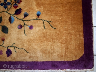Handmade antique Art Deco Chinese rug 4' x 6.8' (120cm x 208cm) 1920s - 1B571                  