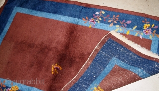 Handmade antique Art Deco Chinese rug 3' x 4.11' ( 91cm x 151cm) 1920 - 1B578                 