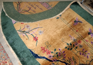 Handmade antique Art Deco Chinese rug 4' x 6.7' ( 122cm x 204cm) 1920 - 1B581                 