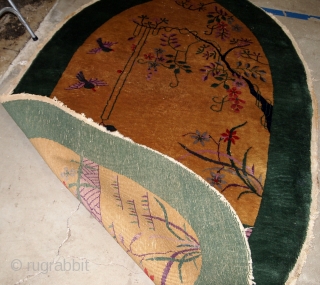 Handmade antique Art Deco Chinese rug 4' x 6.7' ( 122cm x 204cm) 1920 - 1B581                 
