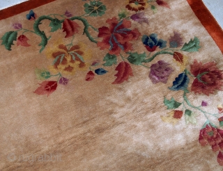Handmade antique Art Deco Chinese rug 4.1' x 6.5' ( 125cm x 198cm) 1920 - 1B582                 