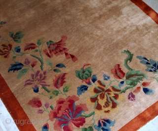 Handmade antique Art Deco Chinese rug 4.1' x 6.5' ( 125cm x 198cm) 1920 - 1B582                 