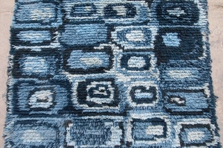 Handmade vintage Swedish Rya rug 2.10' x 5.3' ( 83cm x 163cm ) 1950s - 1B597                 