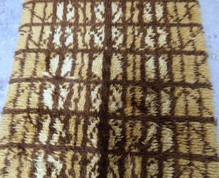 Handmade vintage Swedish Rya rug 4.1' x 6.3' ( 125cm x 192cm) 1950s - 1B598                  