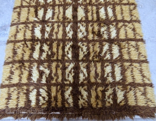 Handmade vintage Swedish Rya rug 4.1' x 6.3' ( 125cm x 192cm) 1950s - 1B598                  