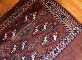 Handmade antique Turkmen Yomud rug 2.6' x 3.5' ( 81cm x 106cm ) 1880s - 1B601                 