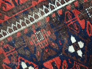 Handmade antique Afghan Baluch rug 3.2' x 6' (100cm x 184cm) 1920s - 1C489                   
