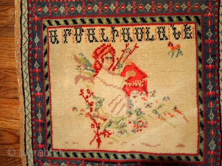 #1B364 antique collectible Armenian rug 1.3' x 1.4' 1908,in original good condition.                     