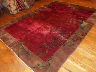 #1B171A  Handmade antique art deco Chinese rug 8.10' x 11.6' ( 273cm x 353cm) 1920.C
                 