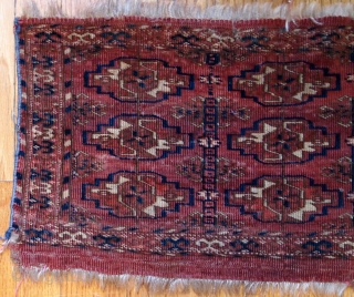 Handmade antique Turkmen Tekke Torba rug 1' x 2' ( 30cm x 63cm) 1880s - 1B602                 