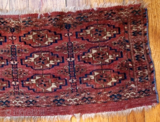 Handmade antique Turkmen Tekke Torba rug 1' x 2' ( 30cm x 63cm) 1880s - 1B602                 