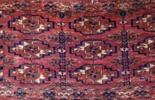 Handmade antique Turkmen Tekke Torba rug 1' x 2' ( 30cm x 63cm) 1880s - 1B602                 