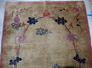 Handmade antique Art Deco Chinese rug 4.1' x 6.7' ( 125cm x 204cm ) 1920s - 1B611
                