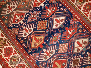 #1C249  Hand made antique Caucasian Kazak runner 4' x 9.2' ( 123cm x 281cm ) C.1880s                