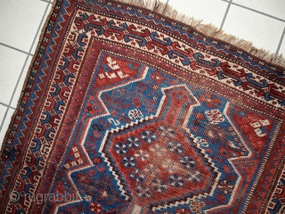 #1C254  Hand made antique Persian Shiraz rug 3.4' x 5' ( 105cm x 155cm ) C.1920s                