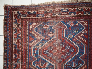 #1C254  Hand made antique Persian Shiraz rug 3.4' x 5' ( 105cm x 155cm ) C.1920s                