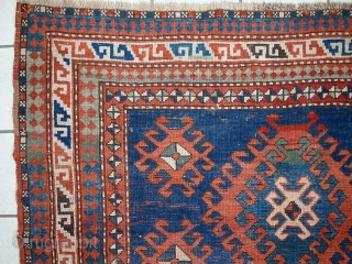 #1C426  Hand made antique Caucasian Kazak rug 3.9' x 6' ( 120cm x 185cm ) C.1900s                