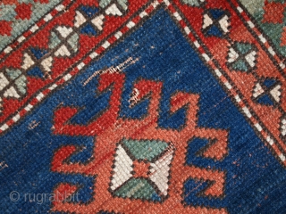 #1C426  Hand made antique Caucasian Kazak rug 3.9' x 6' ( 120cm x 185cm ) C.1900s                