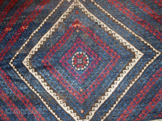 #1B198  Handmade antique Turkish collectible Bergama rug 5.9' x 6.10' ( 180cm x 213cm ) 1880.C
                