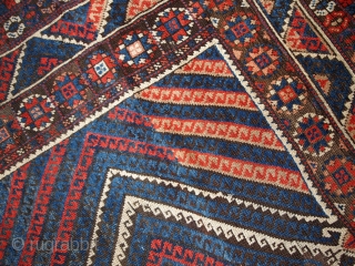 #1B198  Handmade antique Turkish collectible Bergama rug 5.9' x 6.10' ( 180cm x 213cm ) 1880.C
                