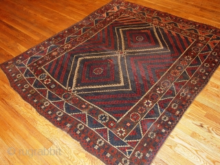 #1B198  Handmade antique Turkish collectible Bergama rug 5.9' x 6.10' ( 180cm x 213cm ) 1880.C
                