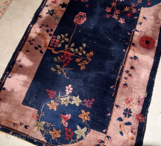 Handmade antique Art Deco Chinese rug 2.10' x 5.1' ( 89cm x 155cm) 1920s - 1B624                 