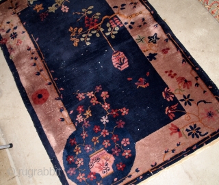 Handmade antique Art Deco Chinese rug 2.10' x 5.1' ( 89cm x 155cm) 1920s - 1B624                 