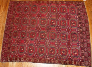 #1B173 Turkoman Tekke rug 4' x 5.2' late 19th century, in original good condition                   