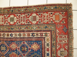 #1C250  Hand made antique Caucasian Kuba runner 3.6' x 8.1' ( 110cm x 247cm ) C.1880s                