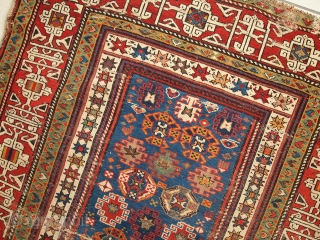 #1C250  Hand made antique Caucasian Kuba runner 3.6' x 8.1' ( 110cm x 247cm ) C.1880s                