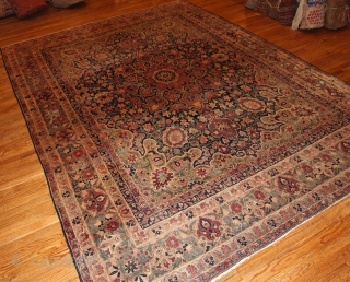 #1B208  Handmade antique Persian Kerman Lavar rug 8.1' x 11.1' ( 247cm x 338cm ) 1880.C
                