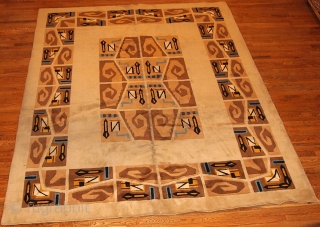#1B210 Handmade antique Ecuadorian Art Deco rug 8,3' x 10,2' ( 253cm x 311cm) 1930.C

                  