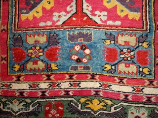#1B204 Hand made antique prayer Turkish "Kersheir" rug 3.5' x 5' 1880, in original good condition                 